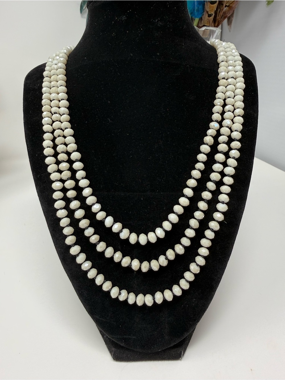 Vintage Faceted Glass Hand Knotted Necklace